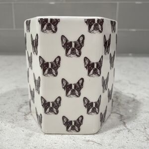 French Bulldog Ceramic Pen Pencil Desk Office Kitchen Utensil Vase Holder Jar